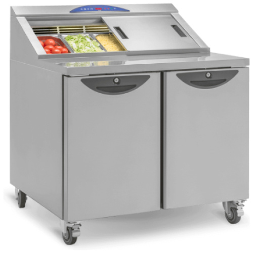 Williams CPC2-SS Onyx 2 Door Refrigerated Gastronorm Food Prep Counter - Side View Prep Top Open