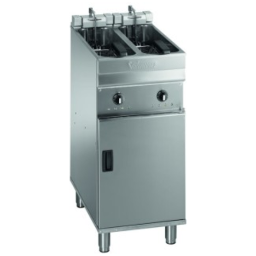 Valentine EVO2200 P Freestanding 400mm Twin Pan Two Basket Fryer with Filtration on Castors