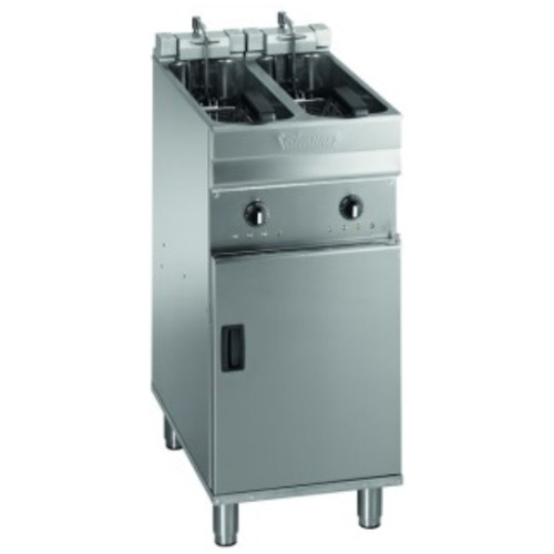 Valentine EVO2200 PP Freestanding 400mm Twin Tank 2 Basket Fryer with Twin Pump Filtration on Castors