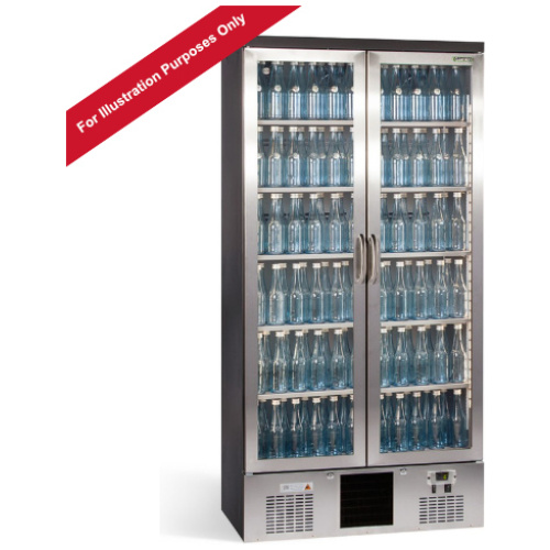 Gamko MG2/500GCS Maxiglass 500L Double Glass Door Stainless Steel Bottle Cooler